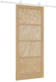 vidaXL Συρόμενη Πόρτα με Σετ Υλικών 93x211 cm Συμπαγές Ξύλο Πεύκου