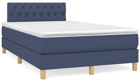 vidaXL Κρεβάτι Boxspring με Στρώμα &amp; LED Μπλε 120x190εκ. Υφασμάτινο