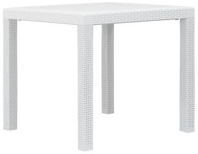 Τραπέζι Κήπου Λευκό με Εμφάνιση Ρατάν 79x79x72 εκ. Πλαστικό