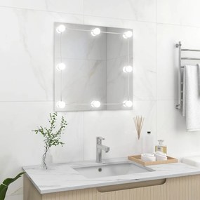 Καθρέφτης Τοίχου Τετράγωνος με Φωτισμό LED Γυάλινος - Ασήμι