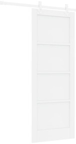vidaXL Συρόμενη Πόρτα  με Σετ Εξαρτημάτων Λευκή 78x202 cm Σταθερό Ξύλο Πεύκου