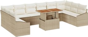 vidaXL Σετ Καναπέ Κήπου με αποθήκευση 11 pcs Μπεζ Πολυ ράταν