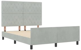 vidaXL Σκελετός Κρεβατιού Ανοιχτό γκρι 140 x 200 cm Βελούδο