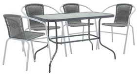 Dining table Valor-Obbi set of 5 pe gray-metal anthracite gray 110x60x70cm