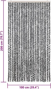 vidaXL Σήτα Εντόμων Γκρι/Μαύρη/Λευκή 100 x 200 εκ. από Σενίλ