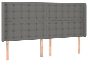 vidaXL Κρεβάτι Boxspring με Στρώμα &amp; LED Σκ.Γκρι 200x200εκ. Υφασμάτινο