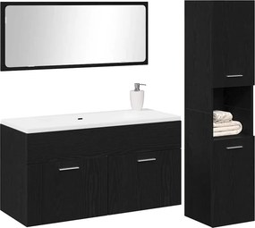 vidaXL Σετ Επίπλων Μπάνιου 3 pcs Μαύρη Οξυά Επεξεργασμένο ξύλο