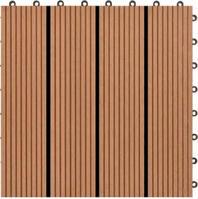 vidaXL Πλάκα Κατασκευής 11 pcs Καφέ 30 x 30 cm WPC