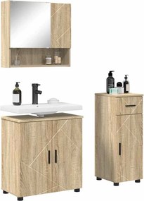 vidaXL Σετ Επίπλων Μπάνιου 3 τμχ. Δρύς Sonoma 61 x 35 x 64 εκ.