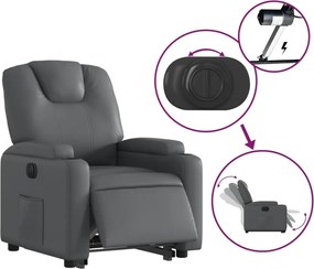 vidaXL Πολυθρόνα Ηλεκ Ανακλινόμενη με Ανύψωση Συνθετικό Δέρμα