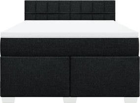 vidaXL Κρεβάτι Boxspring με Στρώμα Μαύρο 140x190 εκ. Υφασμάτινο