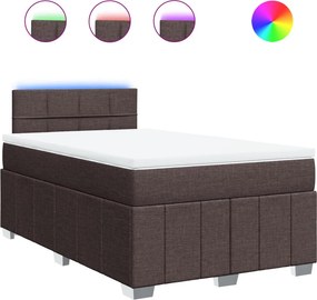 vidaXL Κρεβάτι Boxspring με Στρώμα Σκούρο Καφέ 120x190 εκ Υφασμάτινο