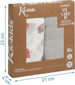 Μουσελίνες/Πάνες Αγκαλιάς (Σετ 2τμχ) Kiokids Grey 3150