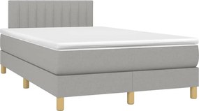 vidaXL Κρεβάτι Boxspring με Στρώμα Ανοιχτό Γκρι 120x190 εκ. Υφασμάτινο