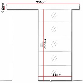 Συρόμενες πόρτες Dover 210, 38 kg, Μαύρο, Πλαστικοποιημένη μοριοσανίδα, Καθρέφτης | Epipla1.gr