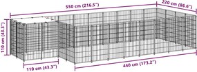 vidaXL Σπιτάκι Σκύλου Ασημί 8,47 m² Ατσάλινο