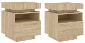 vidaXL Κομοδίνα με Φώτα LED 2 τεμ. Sonoma Δρυς 40x39x48,5 εκ.