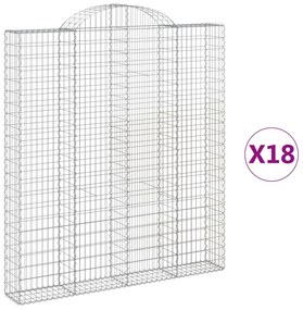 vidaXL Συρματοκιβώτια Τοξωτά 18 τεμ. 200x30x220/240 εκ. Γαλβαν. Ατσάλι