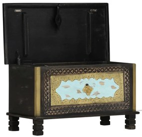 vidaXL Μπαούλο Αποθήκευσης Μαύρο 80x40x45 εκ. από Μασίφ Ξύλο Μάνγκο