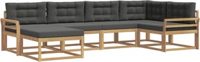 vidaXL Σειρά Καναπέ Εξωτερικού 5 pcs Άσπρο και Ανθρακί Πολυεστέρας