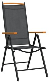 vidaXL Σετ Τραπεζαρίας Κήπου 7 Τεμαχίων Μαύρο και Καφέ από Αλουμίνιο