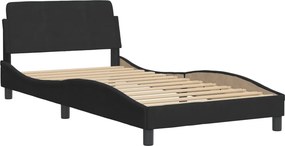 vidaXL Κρεβάτι με Στρώμα Dover Μαύρο 100x200 εκ. Βελούδινο
