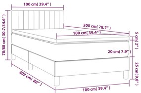 vidaXL Κρεβάτι Boxspring με Στρώμα Σκούρο Μπλε 100x200 εκ. Βελούδινο