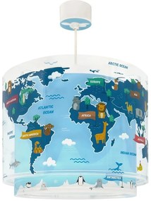 Φωτιστικό Οροφής Κρεμαστό Παιδικό Kids World 40672 E27 33x25cm Blue-Multi Ango