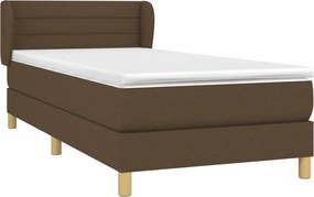 vidaXL Κρεβάτι Boxspring με Στρώμα Σκούρο Καφέ 100x200 εκ. Υφασμάτινο