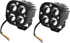Σετ 2τμχ Προβολάκια LED COB 40W Λευκού-Κίτρινου Φωτισμού IP67 OEM 30121 – Μαύρο