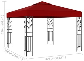 vidaXL Κιόσκι Μπορντό 3 x 3 μ.