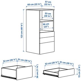 SMASTAD/PLATSA βιβλιοθήκη με 3 συρτάρια, 60x57x123 cm 295.446.71