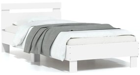 Πλαίσιο Κρεβατιού με Κεφαλάρι Λευκό 75x190 εκ. Επεξ. Ξύλο