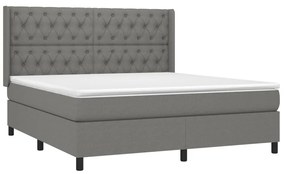 Κρεβάτι Boxspring με Στρώμα &amp; LED Σκ.Γκρι 160x200 εκ Υφασμάτινο - Γκρι