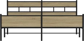 vidaXL Σκελετός Κρεβ. Χωρίς Στρώμα Sonoma Δρυς 180x200 εκ. Μεταλλικό