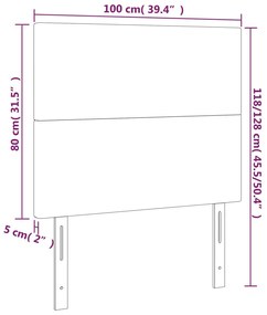 Κεφαλάρι Κρεβατιού LED Ανοιχτό Γκρι 100x5x118/128 εκ. Βελούδινο 3122186