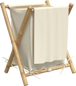 vidaXL Καλάθι Απλύτων Κρεμ Λευκό 45 x 55 x 63,5 εκ. Μπαμπού