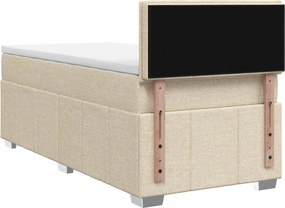 vidaXL Κρεβάτι box spring με στρώμα Κρεμ 90 x 200 cm Ύφασμα