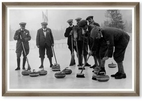 Κάδρο English Curling Team FA13454 90x60cm Black-White MindTheGap Οριζόντιοι Ξύλο,Γυαλί