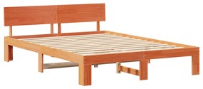 vidaXL Κρεβάτι με κεφαλάρι Καφέ 140x200 εκ Μασίφ ξύλο πεύκου