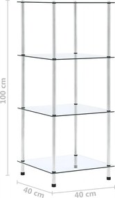 vidaXL Τραπεζάκι Σαλονιού 4 Επιπέδων Διαφανές 40x40x100 εκ Ψημ. Γυαλί