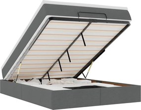 vidaXL Οθωμανικό κρεβάτι με στρώμα Σκούρο γκρι 140x200cm ύφασμα
