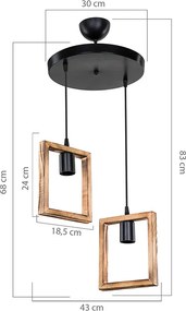 Φωτιστικό οροφής δίφωτο Isolate pakoworld Ε27 καρυδί Φ43x83εκ