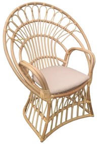 Πολυθρόνα Boloni Inart με μπεζ μαξιλάρι-φυσικό rattan 100x67x120εκ