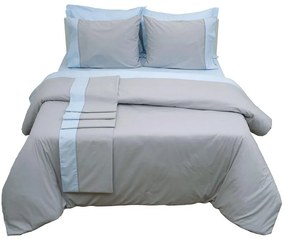 Παπλωματοθήκη Supreme Collection Με Φάσα Grey-Ciel Viopros Single 160x240cm 100% Cotton
