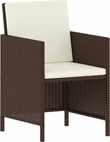 vidaXL Σετ Τραπεζαρίας Κήπου 6 Τεμαχίων Καφέ Συνθ. Ρατάν με Μαξιλάρια