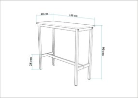 Σκαμπό Μπαρ 3τμχ και Τραπέζι Μαύρο LOMA 100x40x90