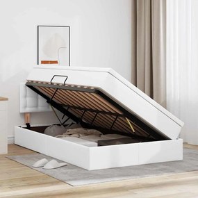 vidaXL Κρεβάτι Αποθήκης Καθαρό Λευκό 120 x 200 cm Τεχνητό Δέρμα