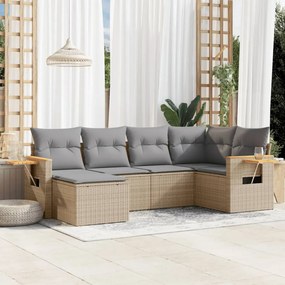 vidaXL Patio Sofa Set 6-θέσια Beige and Grey