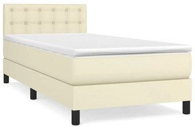 vidaXL Κρεβάτι Boxspring με Στρώμα Κρεμ 100x200εκ. από Συνθετικό Δέρμα